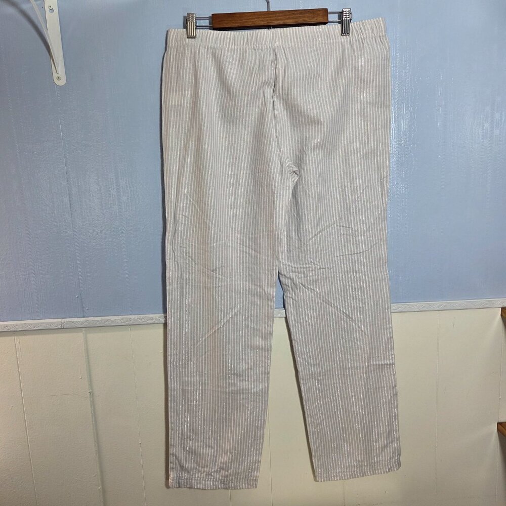 Gapbody Large Light Gray Metallic Drawstring Lightweight Cotton Lounge Pants - Picture 6 of 10